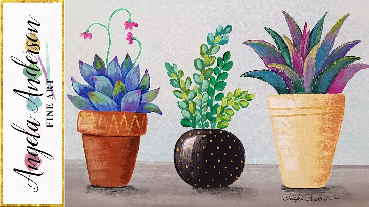 Acrylic Painting Tutorial Succulents in Pots LIVE ...