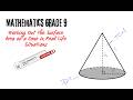 Mathematics Grade 9: Working Out the Surface Area of a Cone in Real Life Situations