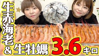 【大食い】生牡蠣&天然赤海老を贅沢食べ！初コストコの生牡蠣の味はいかに！？【MUKBANG】【モッパン】