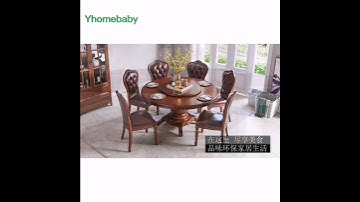 American Solid Wood Dining Table With Rotating Round Table And Solid
