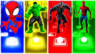 🔵Spidey🟡Hulk🔴 Venom🟢Spider Man🔮🎵TILES HOP