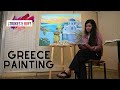 Greece Painting l Santorini Seascape l Acrylic on Canvas l Sunset Painting