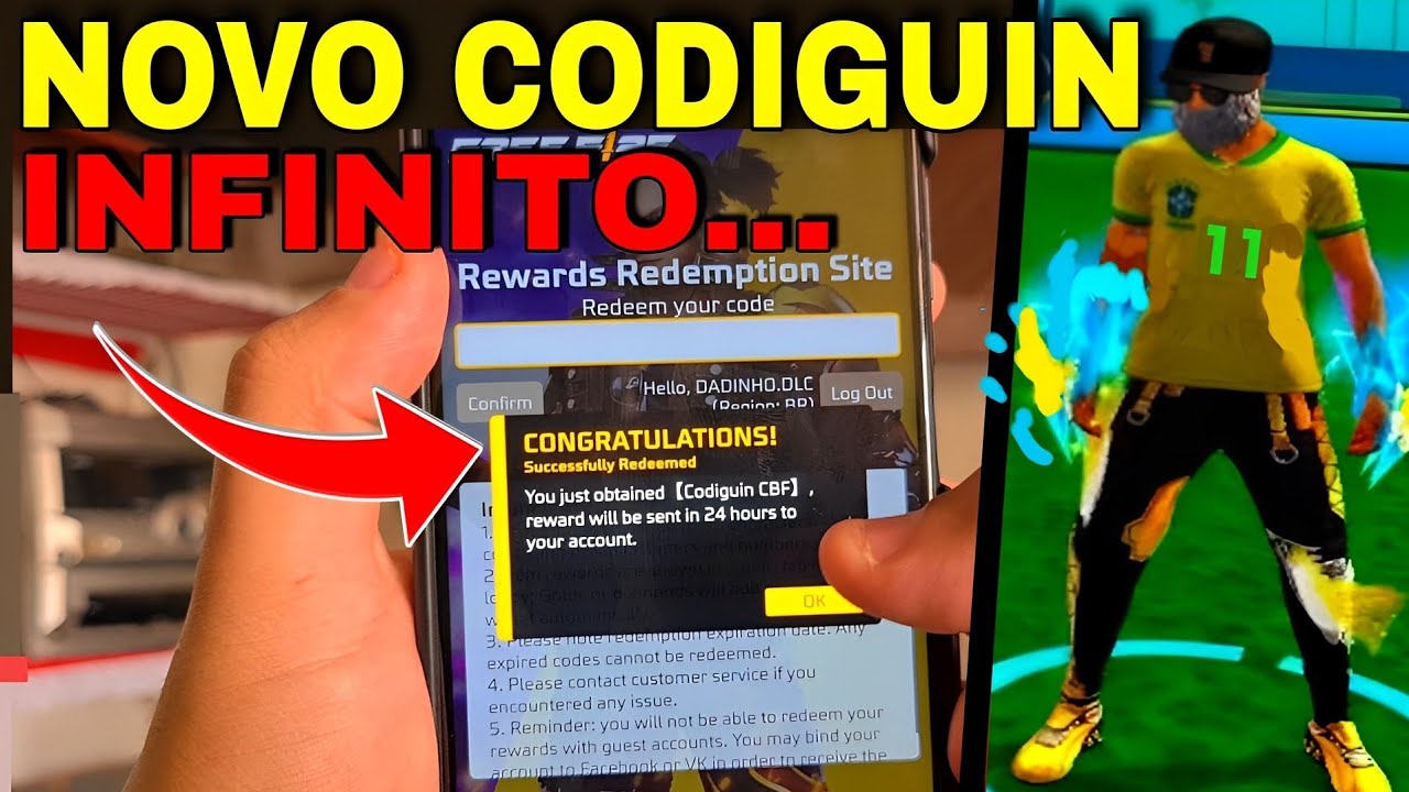 Resgatar Codiguin Infinito no site Rewards Redemption Garena Free Fire