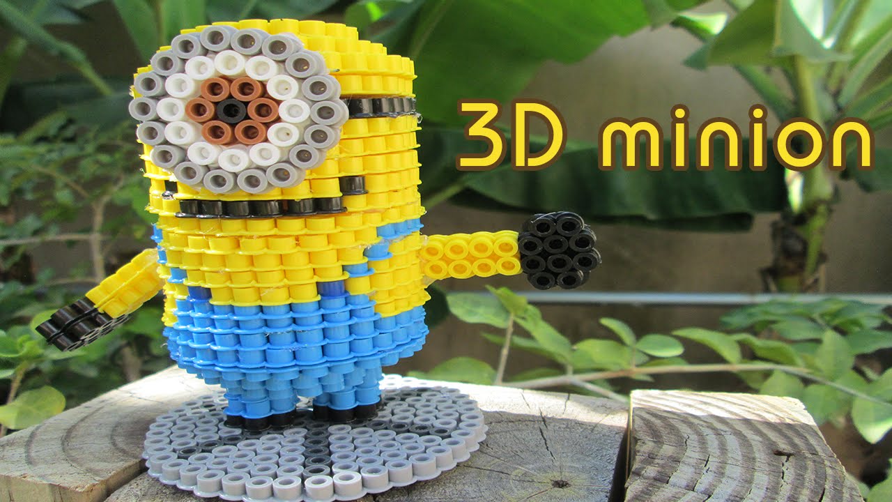 Minion 3d Bead Sprites Perles De Perler Hama Tubefr Com - modèle en perle à repasser brawl star