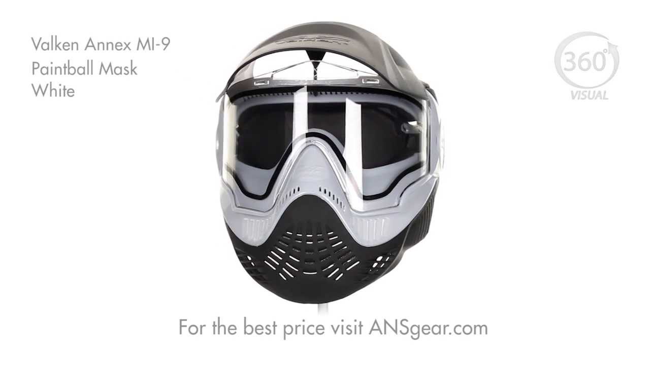 Valken Annex MI9 Paintball Mask White Visual 360 YouTube