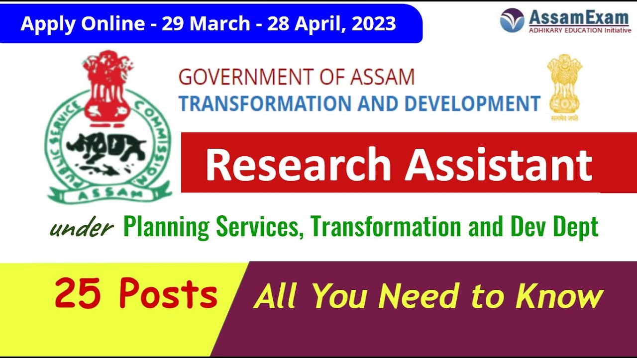 apsc research assistant vacancy 2023