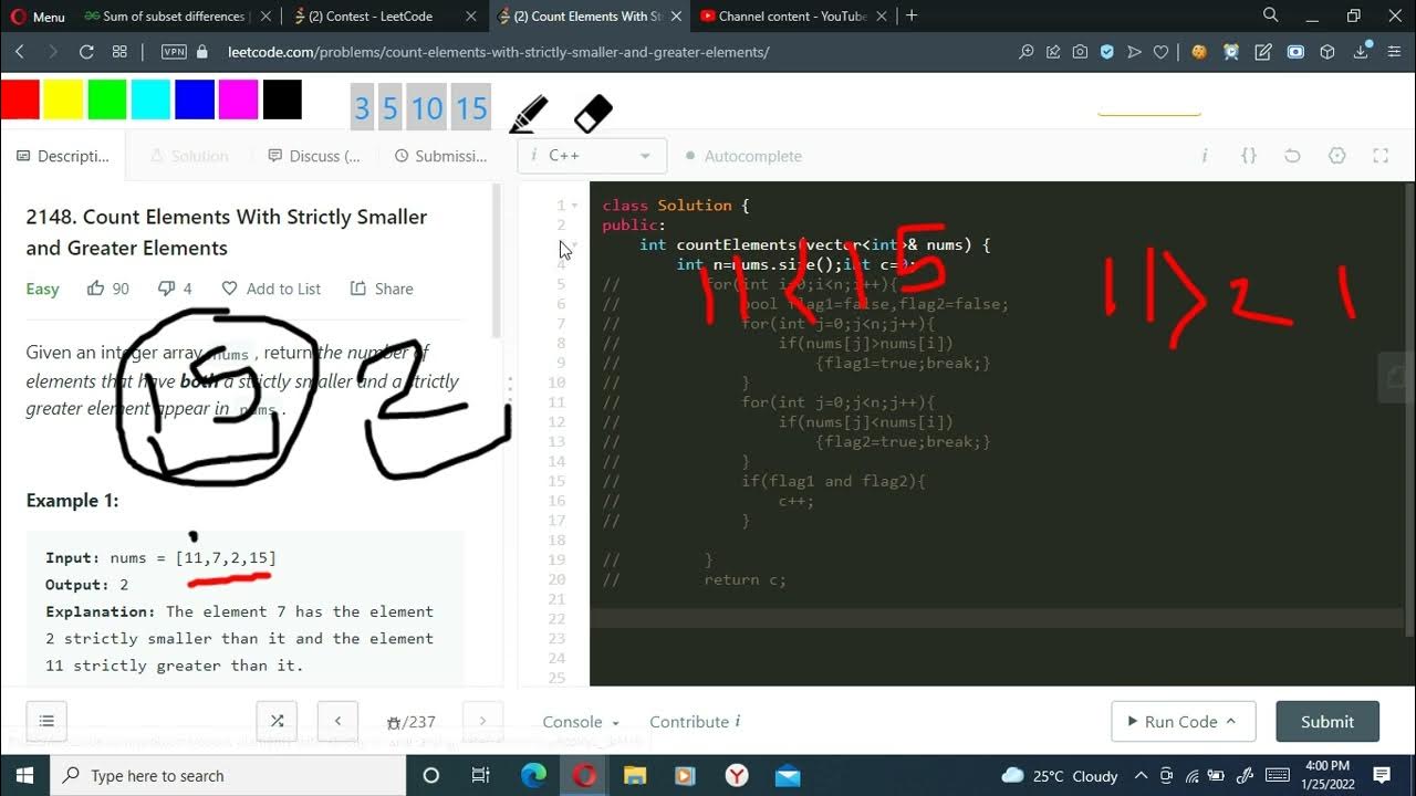 2148 |Count Elements With Strictly Smaller and Greater Elements ...