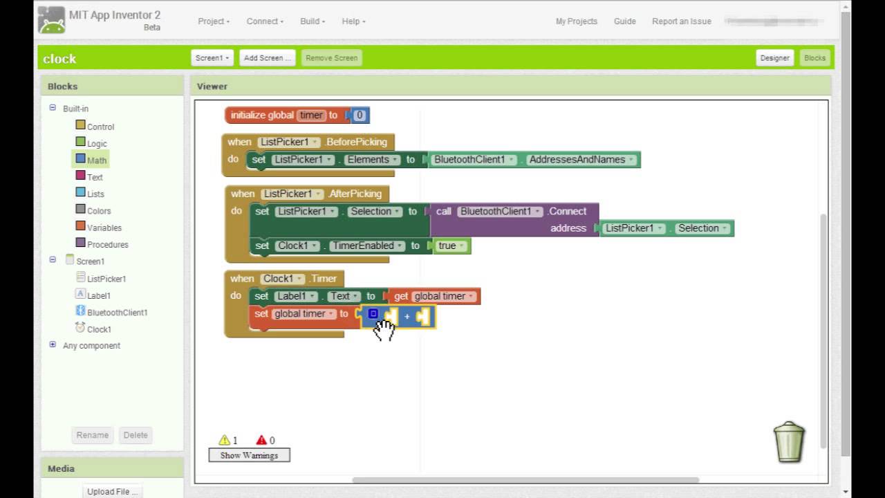 App Inventor 2 Tutorial - Simple variable and clock