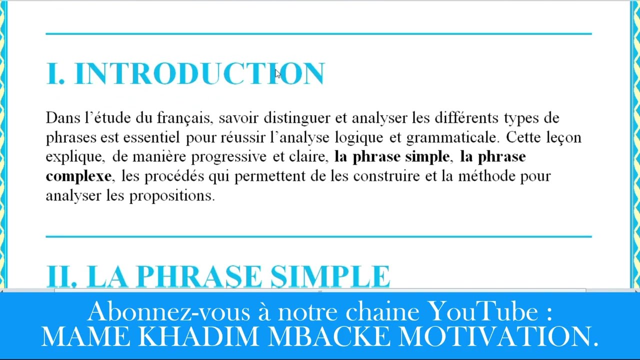 LEÇON N°4: Phrases simples et complexes, coordination, subordination, juxtaposition, analyse logique