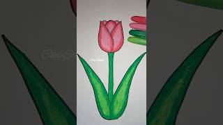 Menggambar Bunga Tulip Mudah 🌷#drawing #bunga #tulip #shorts #menggambar #anak #crayon #art #gambar