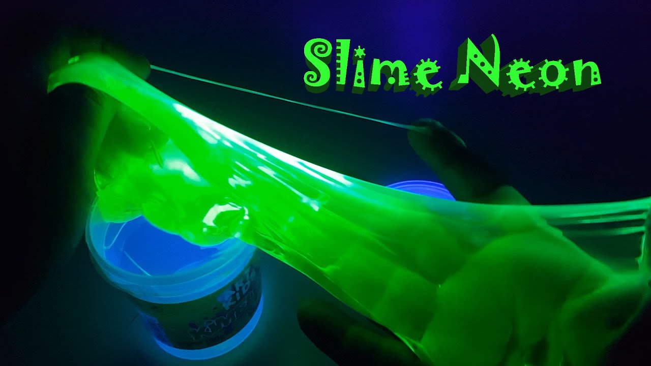 SLIME NEON COLORIDO QUE BRILHA MUITO NO ESCURO ( Fluorescência em luz negra )