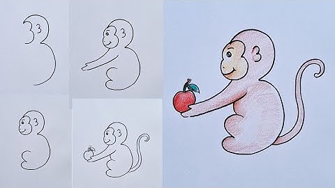 How to draw a monkey | Easy monkey drawing with number 333