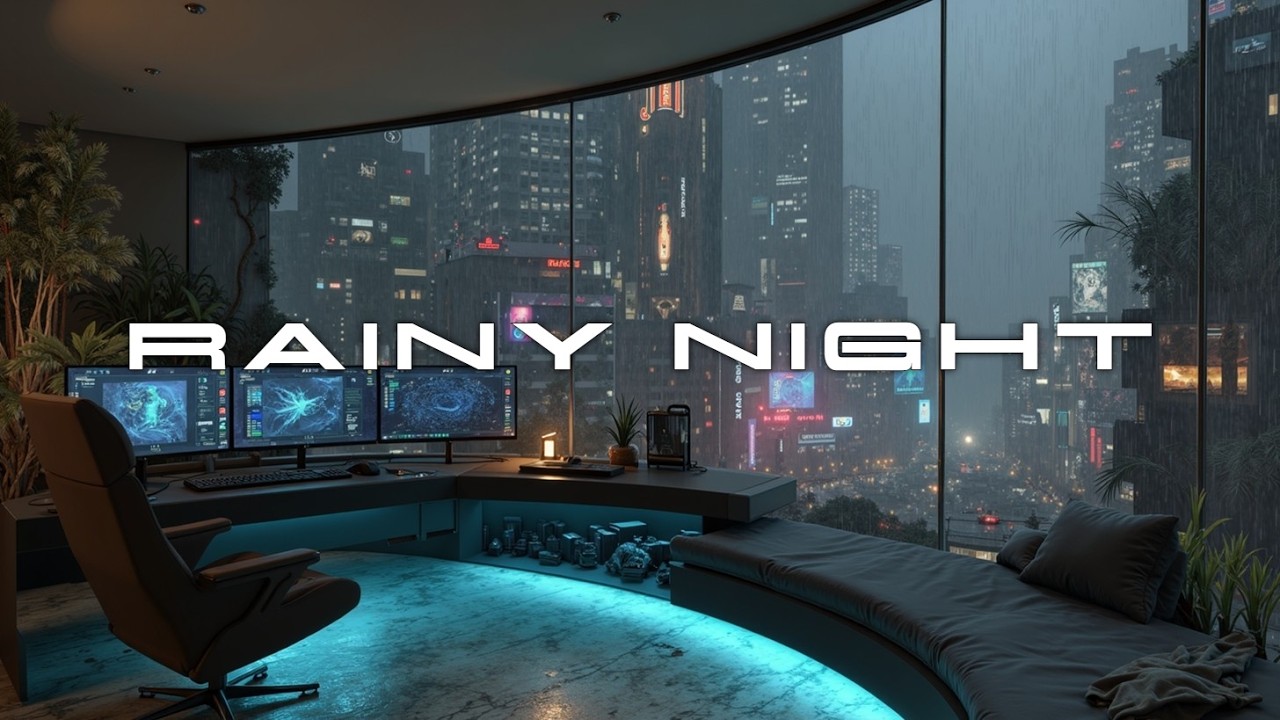 Музыка для Зоны Глубокой Концентрации | Повышение Продуктивности в Дождливом Киберпанк Городе