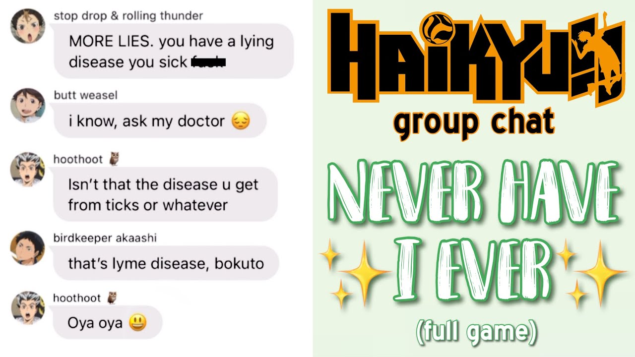 never have i ever // haikyuu!! group texts