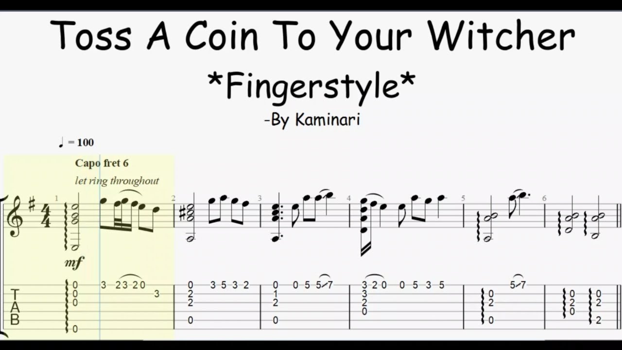 Toss A Coin To Your Witcher (Fingerstyle Guitar Tab) - YouTube.