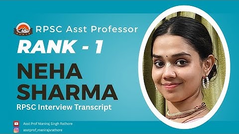 RPSC Interview Strategy | Neha (Rank - 1)