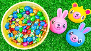 Rainbow Satisfying Video | Colorful Skittles Candy Mixing ASMR with Glossy Slime & Squishy Animals