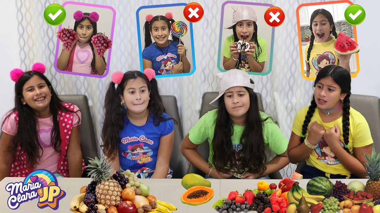 JP ensina pra Maria Clara e suas amigas que frutas são melhores que doces😋
