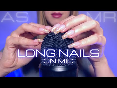 ASMR Long Nails on Mic 💅🏼🎙 Mic scratching, tapping and brushing