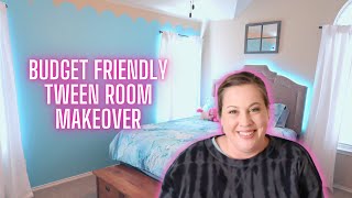 Budget Friendly Tween Room Makeover | Scallop Accent Wall | LED Light Installation