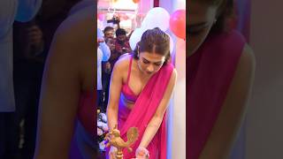 Actress Shraddha Das Stunning Looks In Pink Saree Grand Launche Amjad Habib Salon At Nallagandla.