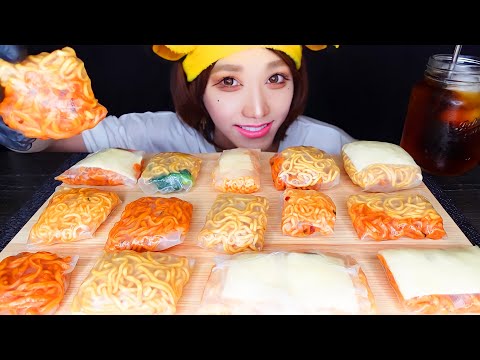 プルダック麺生春巻き🍝が激辛すぎて泣きそう😢💔咀嚼音/ASMR