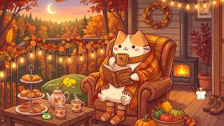 Pusheen's Cozy Autumn Balcony 🍁 Relaxing Lofi Music for Reading & Study ✨ Soft Lofi to Focus screenshot 5