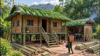 Alone in the Deep Forest, a Young Woman Builds Her Dream 2-Story Bamboo House in 60 Days