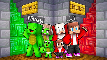 JJ and Mikey: EMERALD vs RUBY Choose A Stairs Family Battle in Minecraft - Maizen