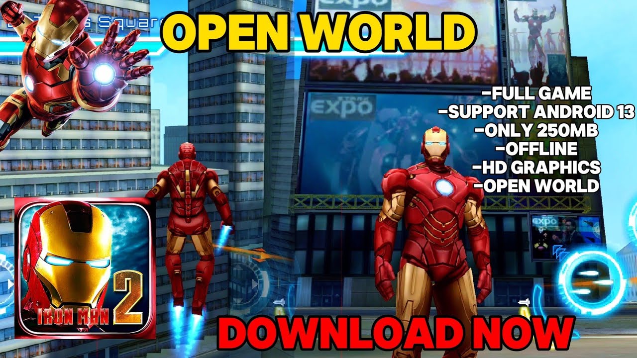 [ ONLY 250MB ] OPEN WORLD IRON MAN 2 ANDROID GAME - HD GRAPHICS+SUPPORT ANDROID 13!