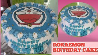 KUE ULANG TAHUN DORAEMON BC TRANSFER!!  MENGGAMBAR KARAKTER DORAEMON DENGAN BUTTER CREAM