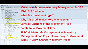 Movement Types in Inventory Management in SAP MM ECC6/S4 Hana