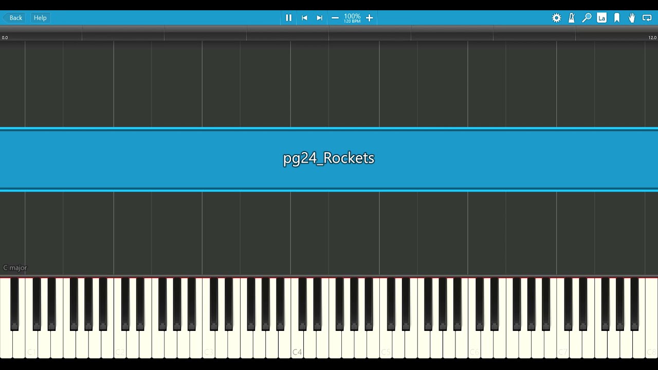 Alfred Basic Adult Piano Book level 1, page 24 Rockets:: Synthesia MIDI File