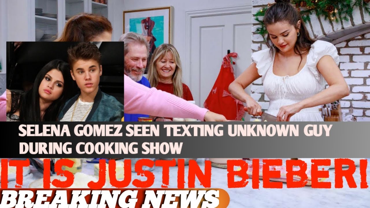 Selena gomez seen texting unknown guy during cooking show could it be
