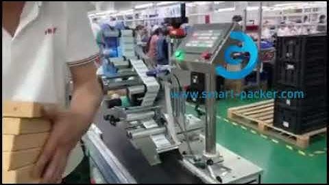 Automatic carton box barcode adhensive sticker top labeling machine label applicator