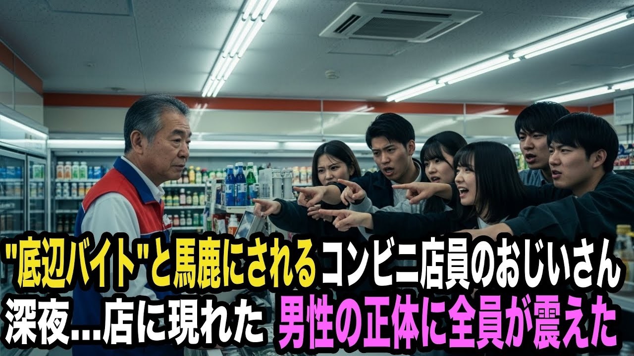 底辺バイト と馬鹿にされるコンビニ店員のおじいさん深夜…店に現れた男性の正体に全員が震えた