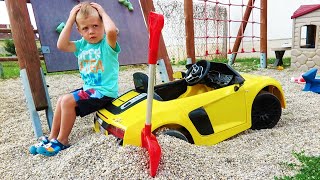 Ride on Power Wheel Audi R8 Stuck - BMW X6 Electric Car Assistance for Kids