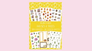 Planything Houses & Trees sticker book flip through with matte transparent stickers!
