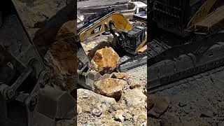 Epic Excavator Challenge | CAT 385C vs Giant Rock 🔥 #heavyequipment #machinerymoving #earthmoving