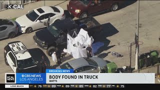 Police investigation launched after man found shot to death behind wheel of truck in Watts