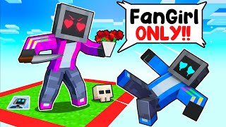 Locked on ONE CHUNK with CRAZY FAN GIRL in Minecraft!