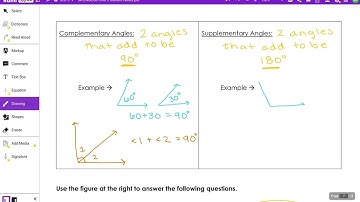 Unit 3 Learning Target 4 Notes Video #3 -- Comp and Supp Angles