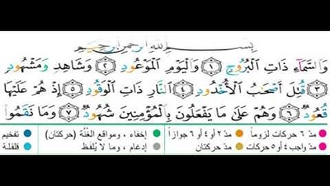 سورة البروج-آيات 7-1-بصوت الحصرى المعلم بدون ترديد الاطفال