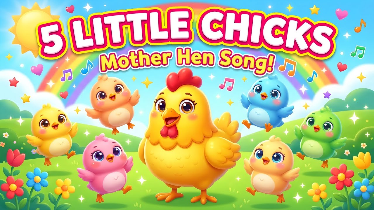 Five Little Chicks | Mother Hen Nursery Rhyme | Fun Counting Song for ...