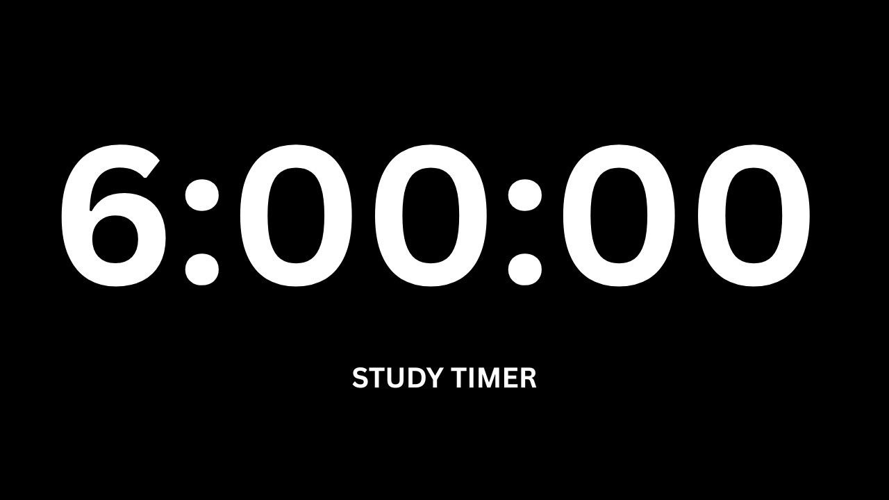 6 Hour Countdown Timer – Black Screen | 6 Hours Focus & Study Timer (No Music)