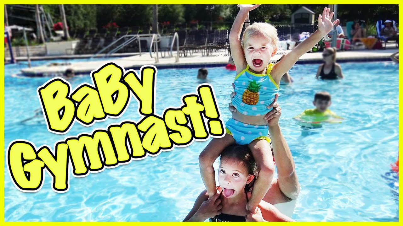 😜 BABY RORY TRIES GYMNASTICS IN THE POOL 😜 IS SHE THE NEXT OLYMPIAN ...