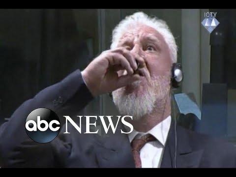 Bosnian war criminal drinks poison in court