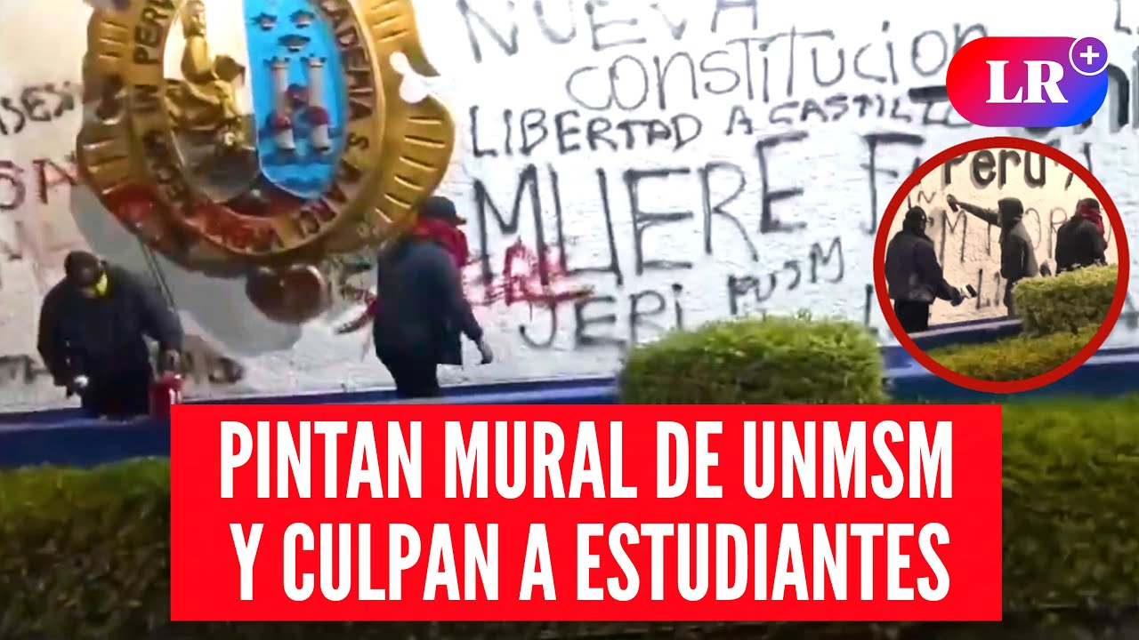Encapuchados VANDALIZAN HISTÓRICO MURAL de la UNMSM y AGREDEN a estudiantes en PROTESTAS | #LR