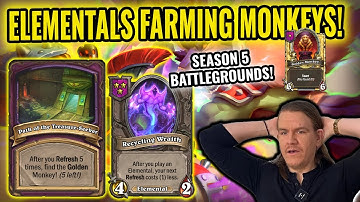 FARMING MONKEYS WITH ELEMENTALS! Easy Game - hearthstone Battlegrounds