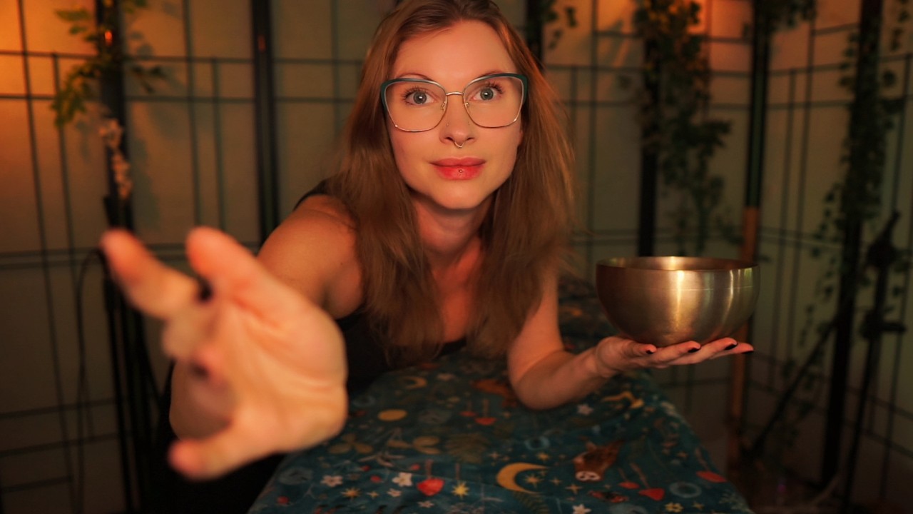 ASMR Plucking & Removing Negative Energy Reiki, Singing Bowl, Tuning Fork & Humming